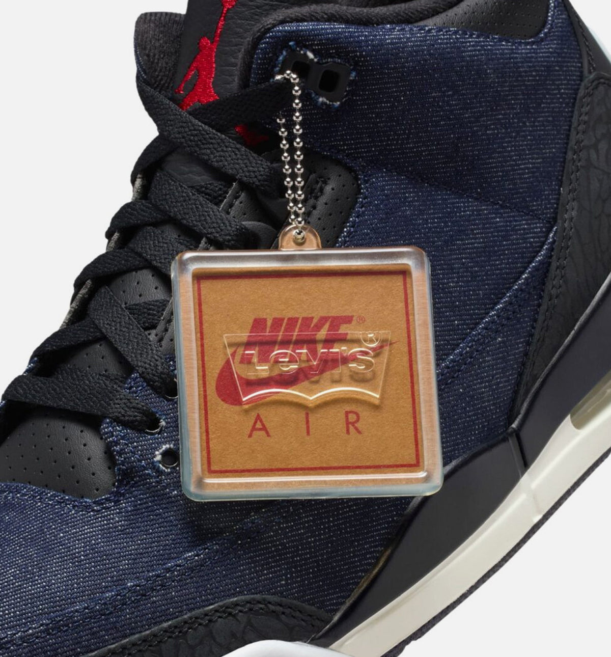 Air Jordan 3 x Levi's Indigo And Gym Red 男士休闲运动鞋 - 丹宁色/黑色/帆白色