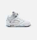 Air Jordan 5 Retro OG White Metallic 大童休闲运动鞋 - 白色/黑色/金属银