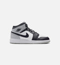 Air Jordan 1 Mid 大童休闲运动鞋 - 白/浅烟灰/黑
