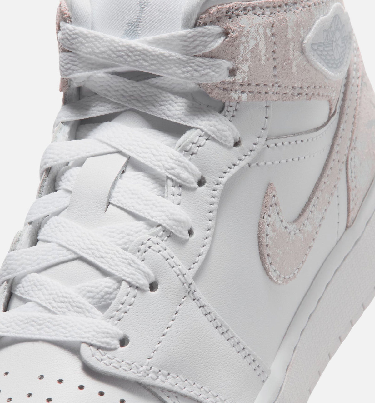 Air Jordan 1 Mid SE 大童休闲运动鞋 - 白/原野银