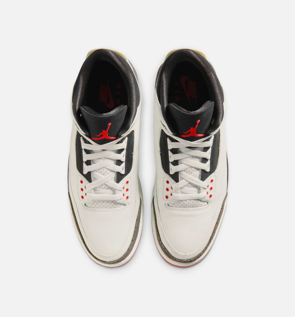 Air Jordan 3 Retro 男士休闲运动鞋 - 帆白/黑/大学红/淡象牙白