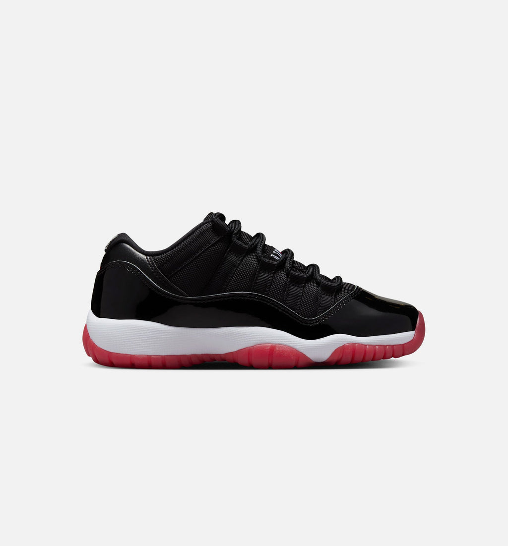 Air Jordan 11 Retro Bred 大童休闲运动鞋 - 黑色/校队红/白色