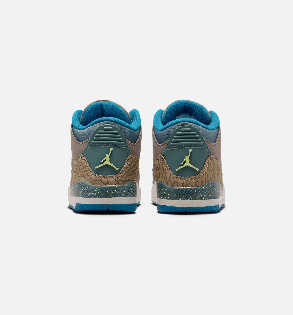Air Jordan 3 Retro Olive Grey 学龄前儿童休闲运动鞋 - 橄榄灰/深渊绿/卡其色/海玻璃色