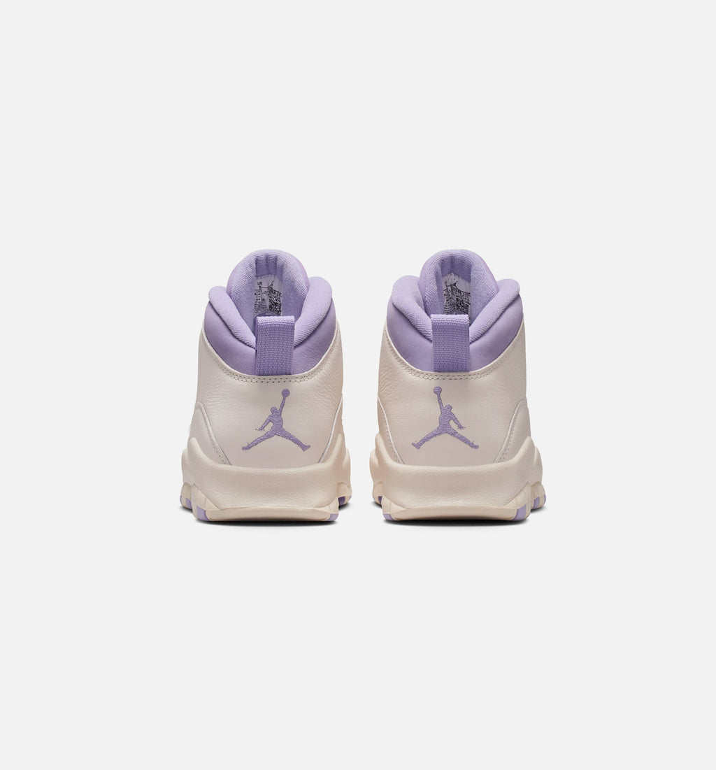 Air Jordan 10 Retro Hydrangeas 女士休闲运动鞋 - 粉笔白/绣球花紫/野葡萄紫