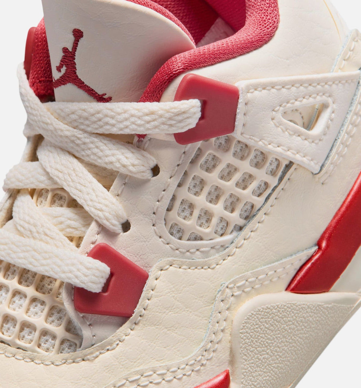 Air Jordan 4 Retro Valentine's Day 婴幼童休闲运动鞋 - 浅象牙白/塞拉红/浓红