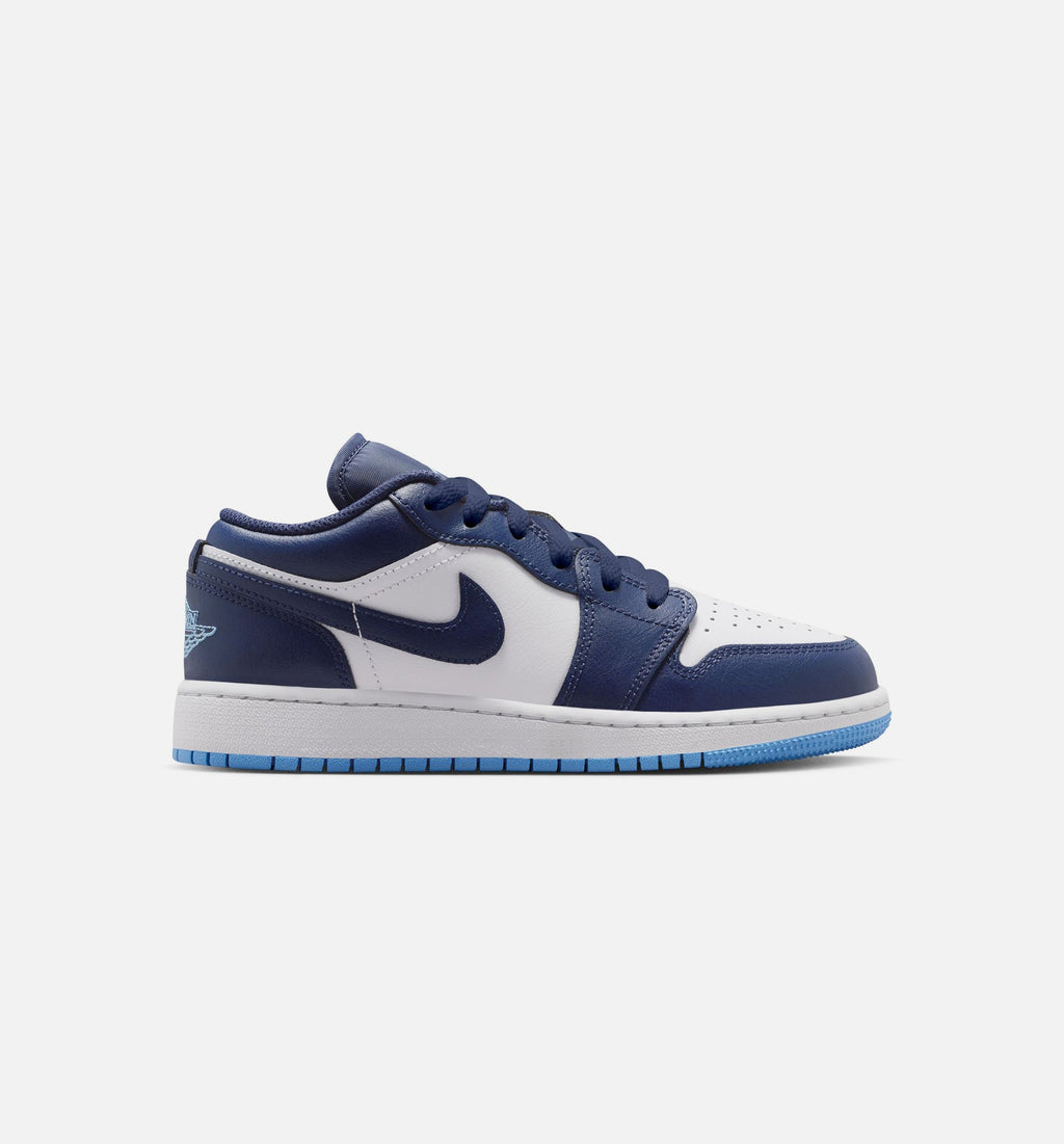 Air Jordan 1 Low 大童休闲运动鞋 - 午夜海军蓝/大学蓝/白