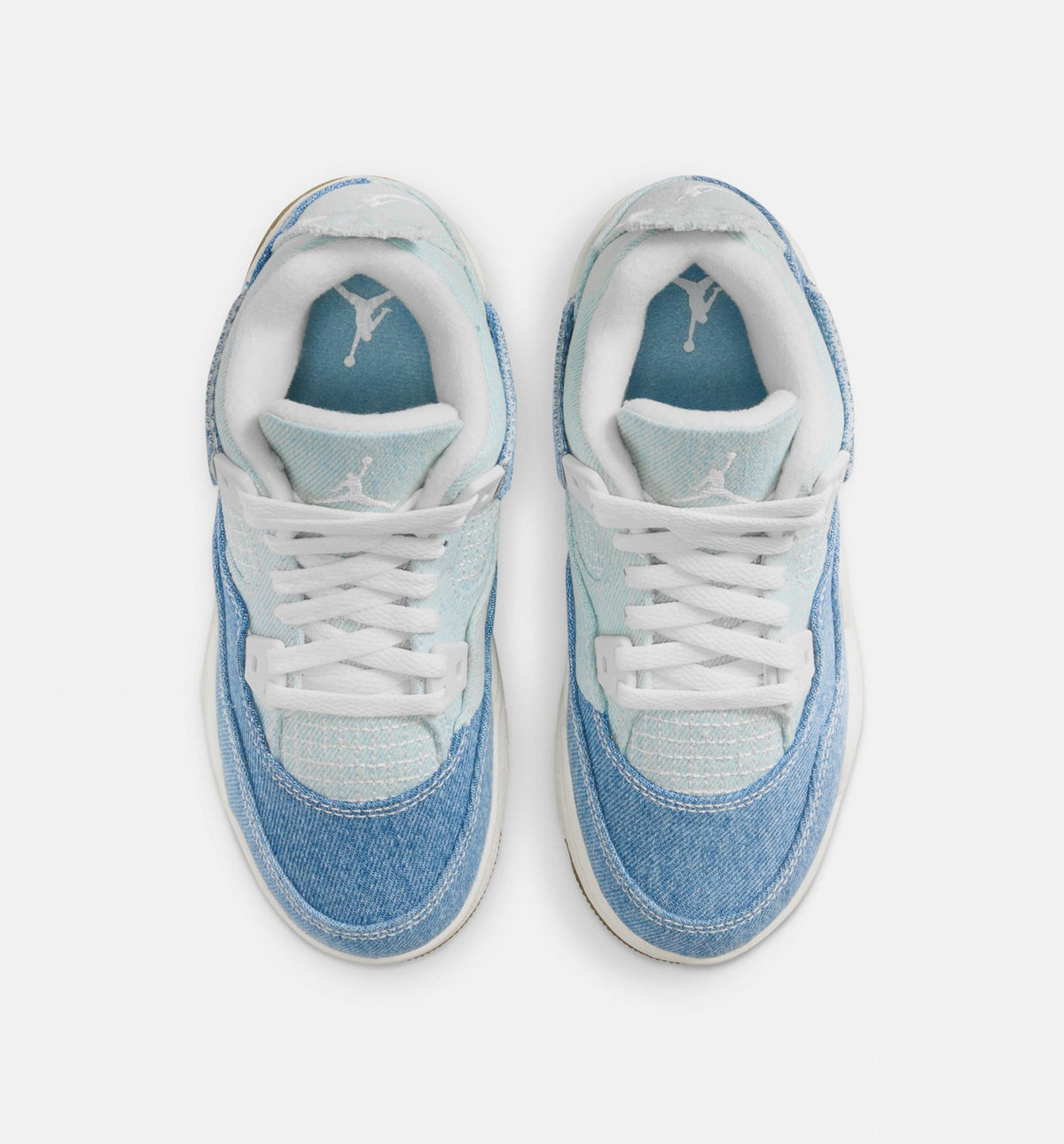 Air Jordan 4 Retro Worn Blue 学龄前儿童休闲运动鞋 - 帆白/磨旧蓝/金属金