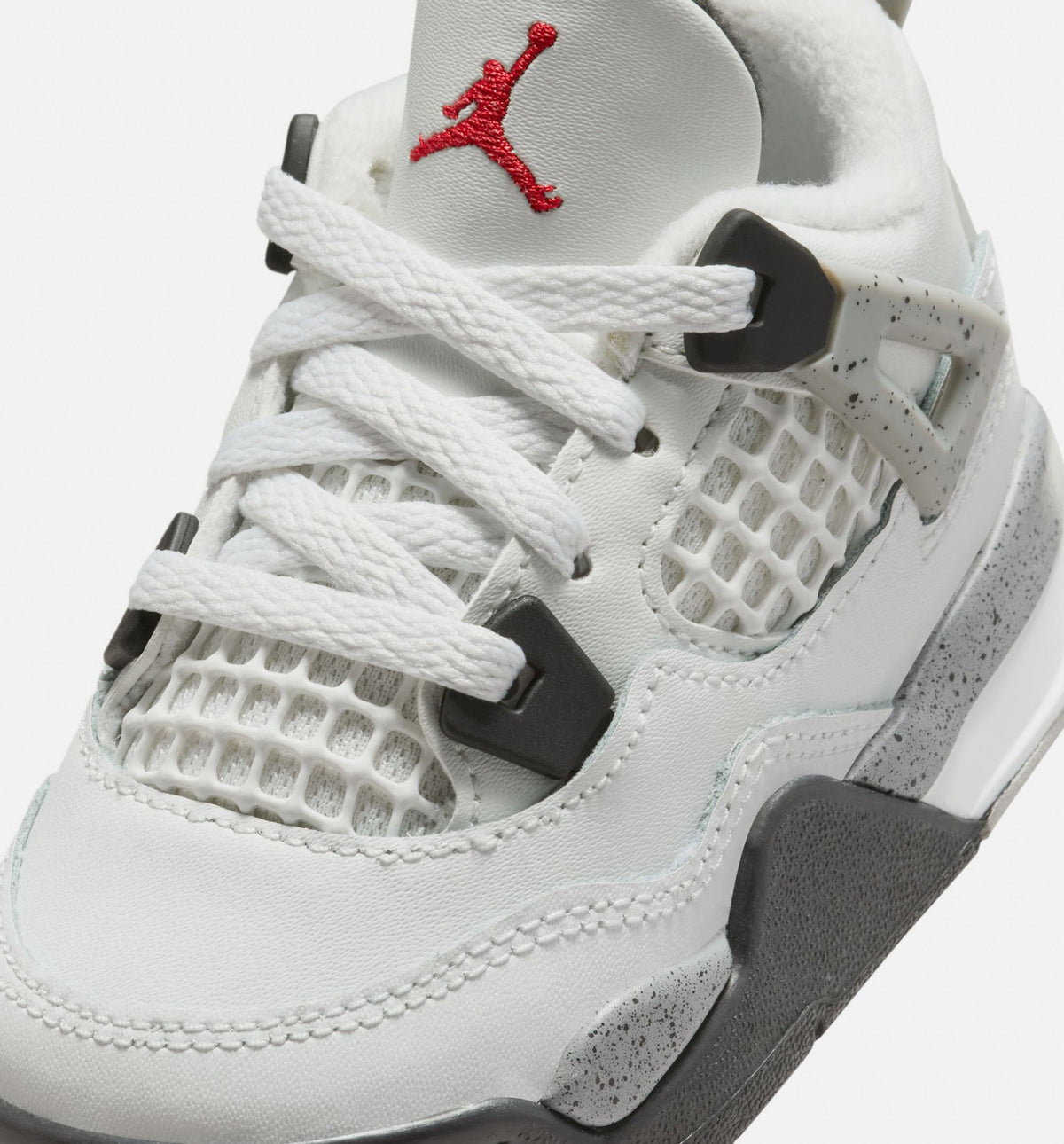 Air Jordan 4 Retro White Cement 婴幼童休闲运动鞋 - 峰会白/火焰红/水泥灰/黑色