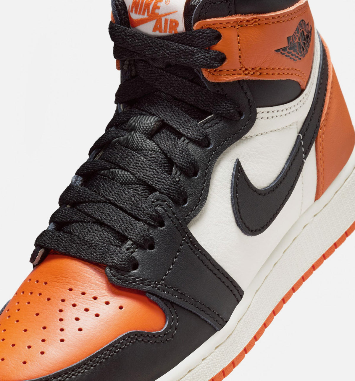 Air Jordan 1 Retro High OG Shattered Backboard 大童休闲运动鞋 - 黑/帆白/海星橙