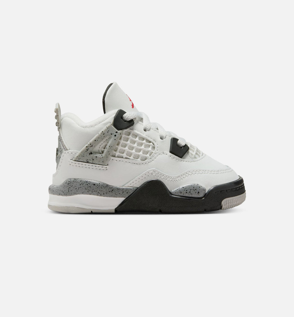 Air Jordan 4 Retro White Cement 婴幼童休闲运动鞋 - 峰会白/火焰红/水泥灰/黑色