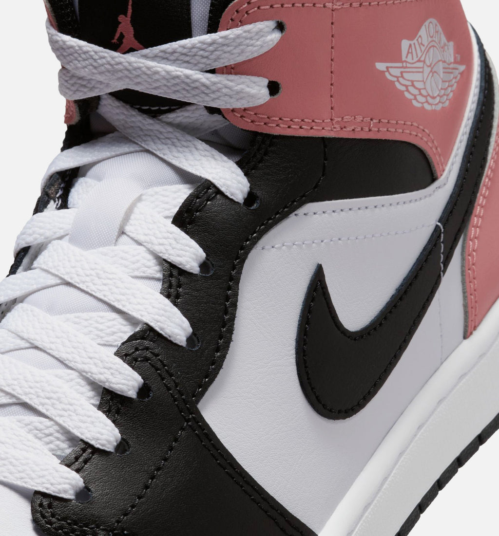 Air Jordan 1 Mid 男士休闲运动鞋 - 白/锈粉/黑