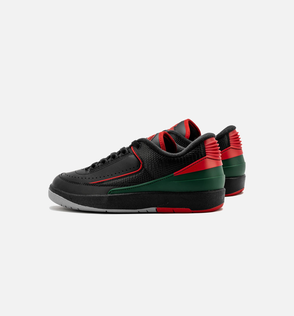 Air Jordan 2 Retro Low 大童休闲运动鞋 - 黑/火焰红/水泥灰