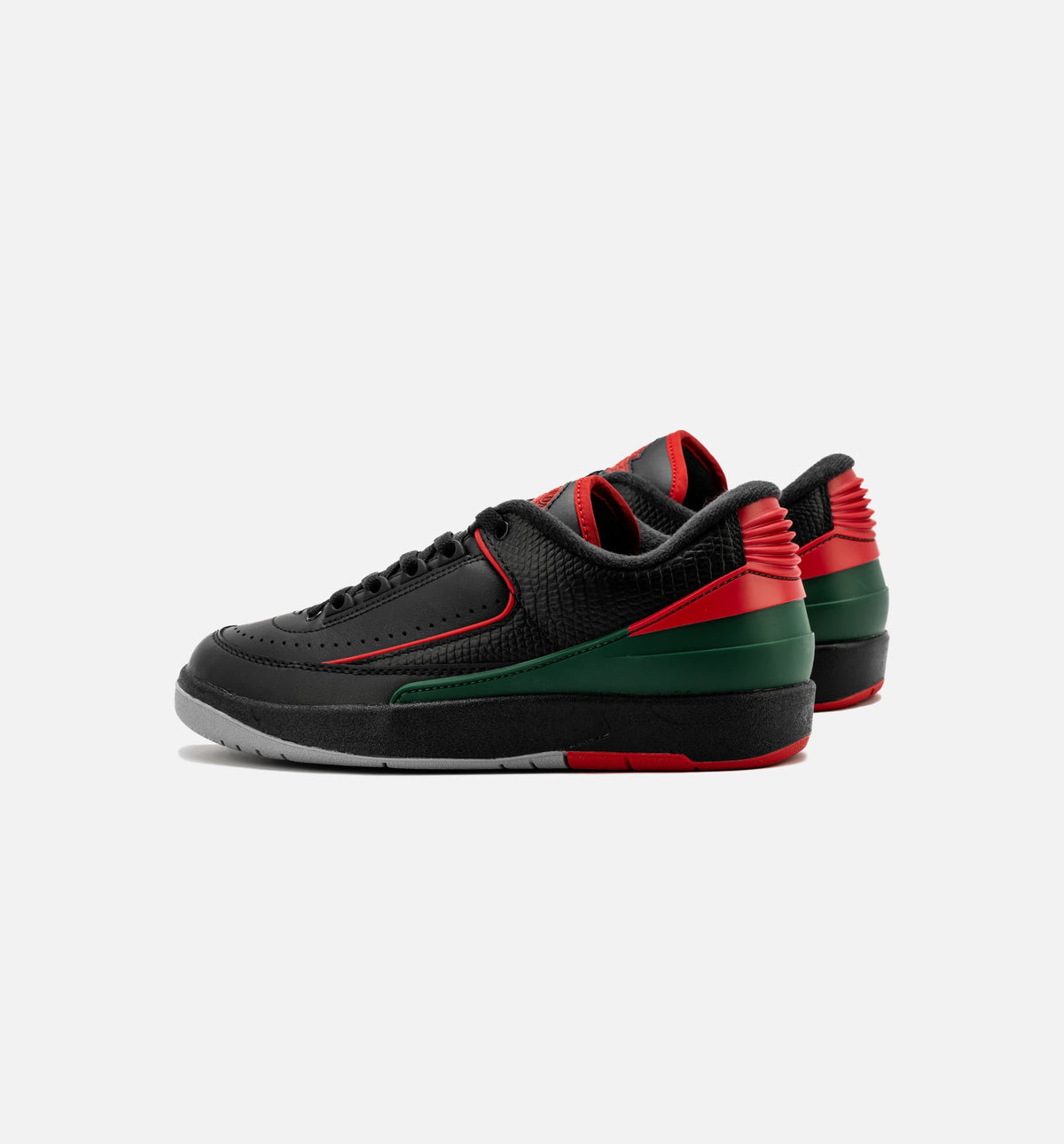 Air Jordan 2 Retro Low 大童休闲运动鞋 - 黑/火焰红/水泥灰