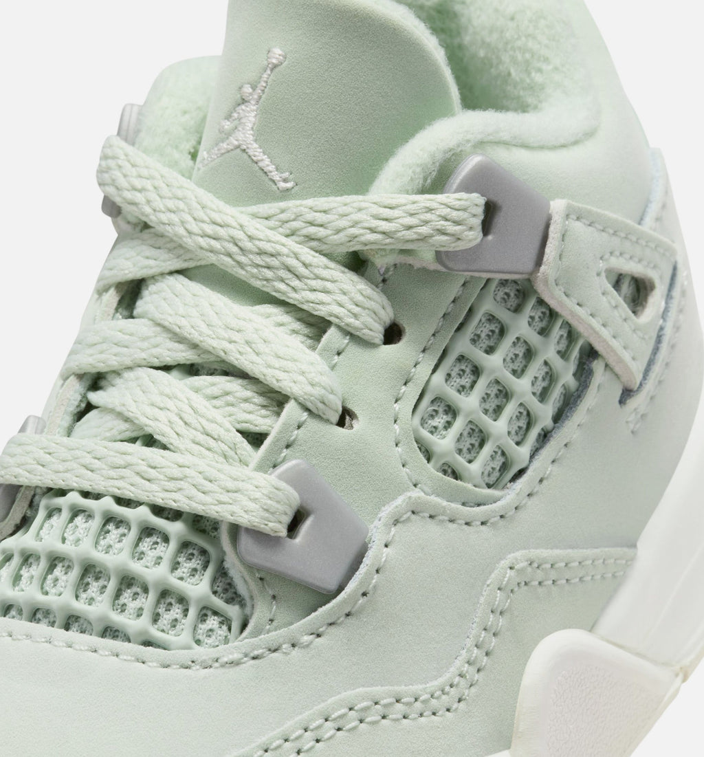 Air Jordan 4 Retro Abundance 婴幼童休闲鞋 - 海沫绿/帆白/金属银