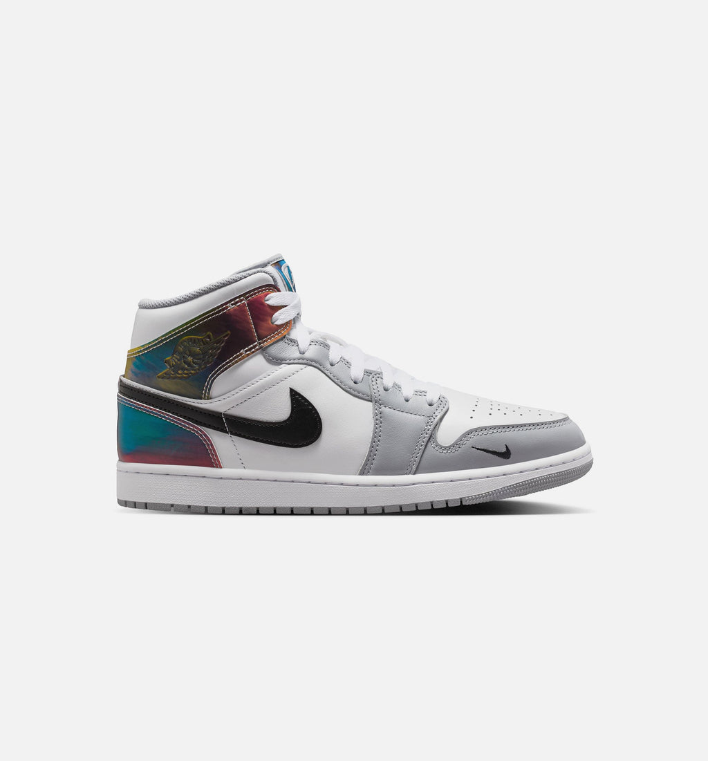 Air Jordan 1 Mid SE 男士休闲运动鞋 - 黑/白/狼灰