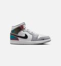Air Jordan 1 Mid SE 男士休闲运动鞋 - 黑/白/狼灰