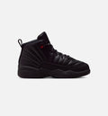 Air Jordan 12 Retro Bloodline 学龄前儿童休闲运动鞋 - 黑色/校队红