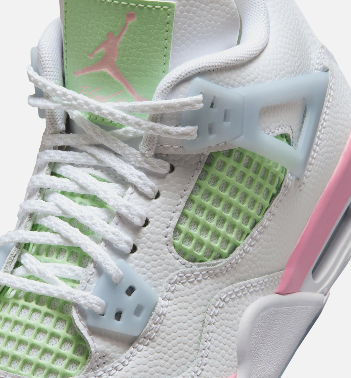 Air Jordan 4 Retro Medium Soft Pink 大童休闲运动鞋 - 白色/柔粉/浅蓝