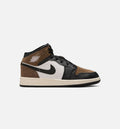 Air Jordan 1 Mid 大童休闲运动鞋 - 黑/幻影白/帕洛米诺/校队红