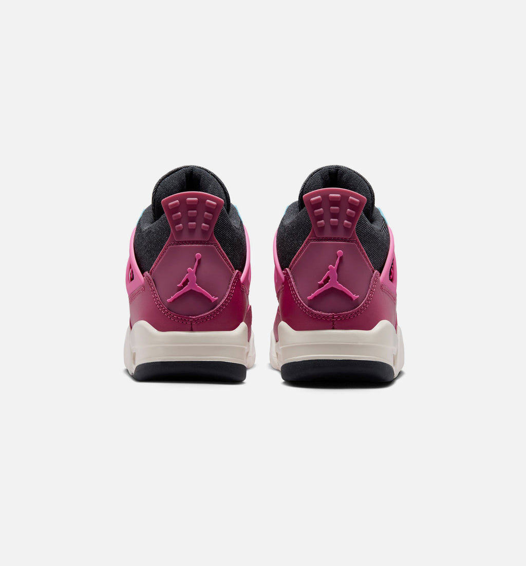 Air Jordan 4 Retro She's A Star 大童休闲运动鞋 - 甜菜红/沙漠粉/暗黑/粉笔白