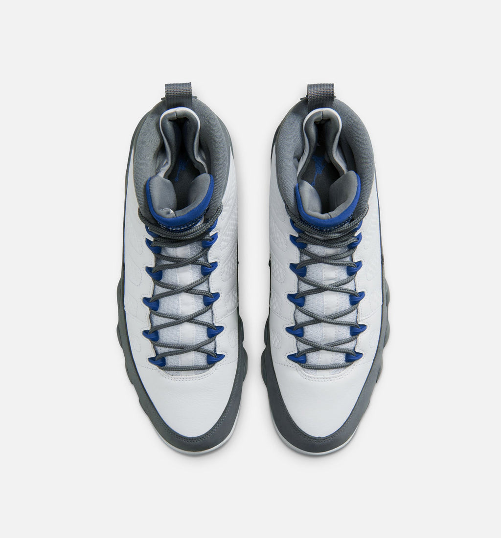 Air Jordan 9 Retro Flint Grey and French Blue 男士休闲运动鞋 - 白色/法兰西蓝/燧石灰