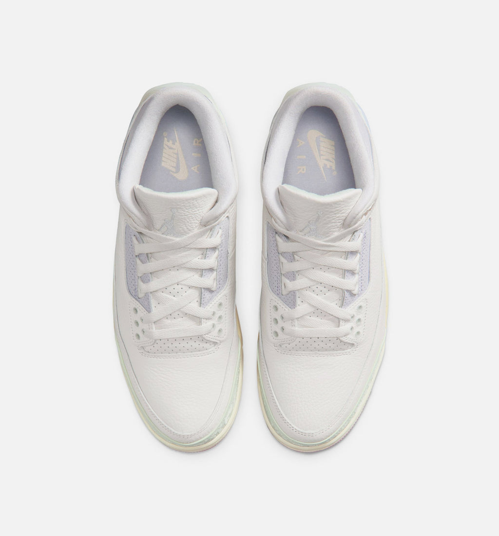 Air Jordan 3 Retro 男士休闲运动鞋 - 帆白/玉光绿/淡雾紫