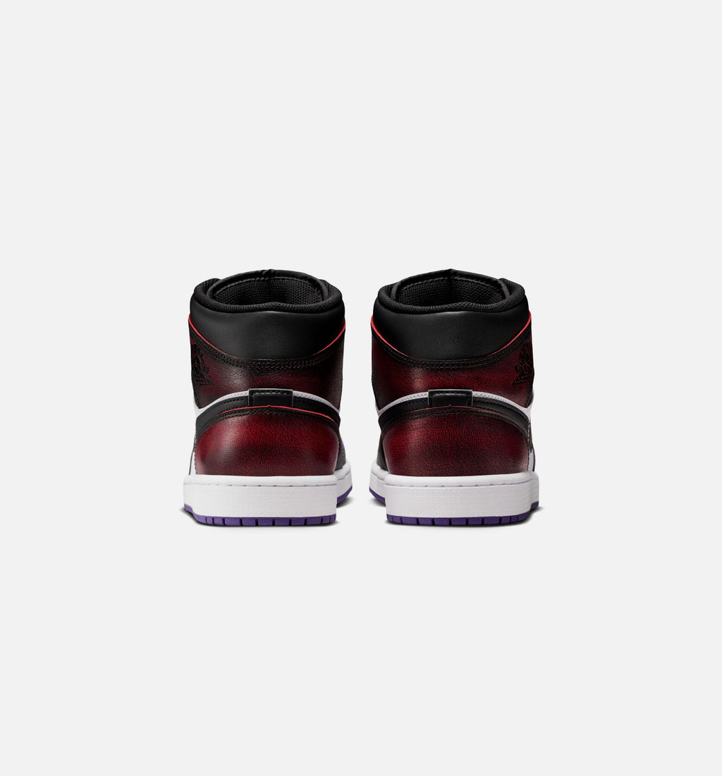 Air Jordan 1 Mid SE 男士休闲运动鞋 - 正红/白/球场紫/黑