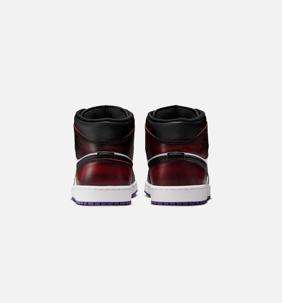 Air Jordan 1 Mid SE 男士休闲运动鞋 - 正红/白/球场紫/黑