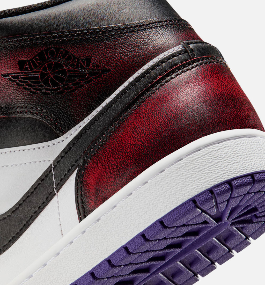 Air Jordan 1 Mid SE 男士休闲运动鞋 - 正红/白/球场紫/黑