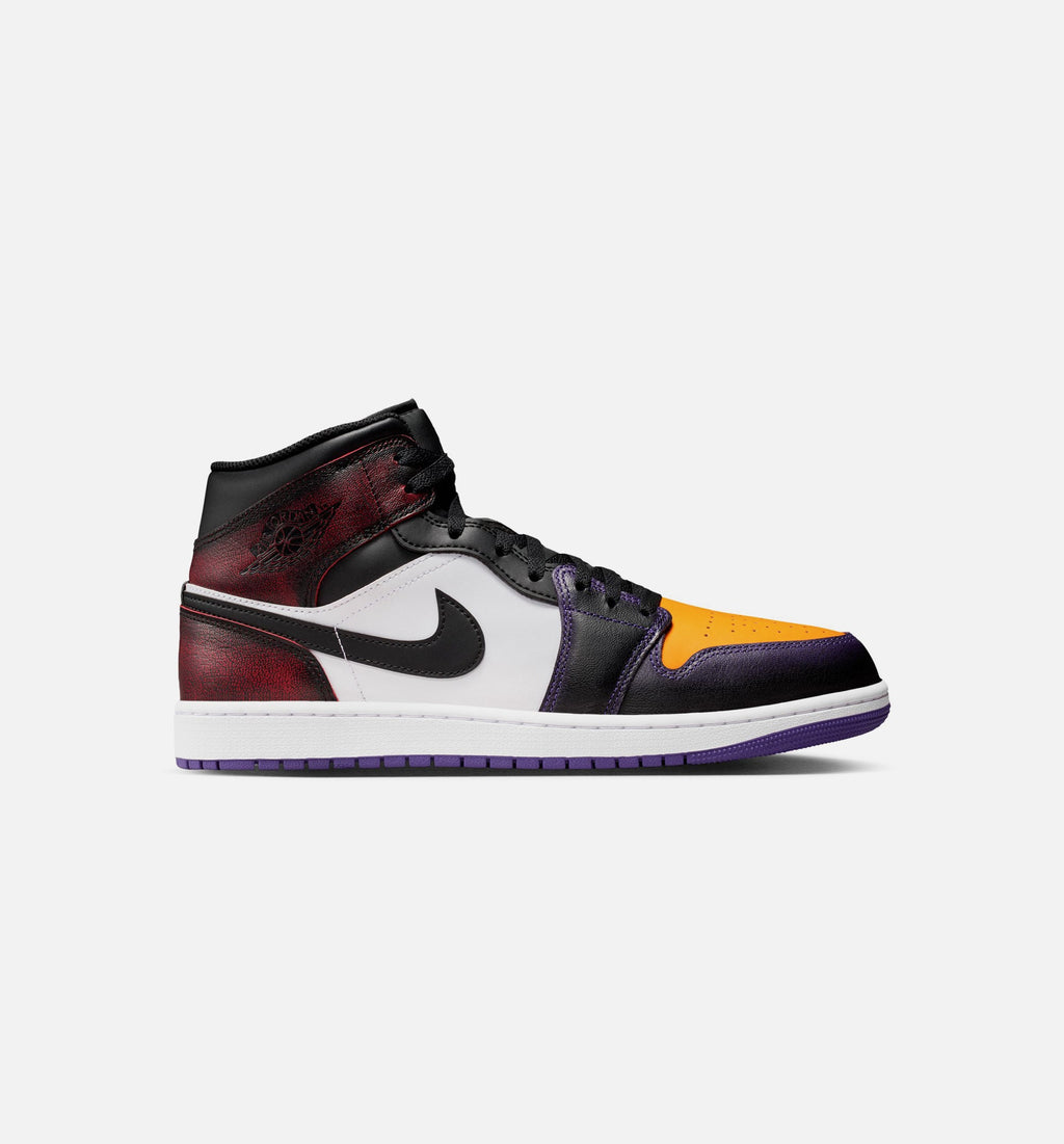Air Jordan 1 Mid SE 男士休闲运动鞋 - 正红/白/球场紫/黑