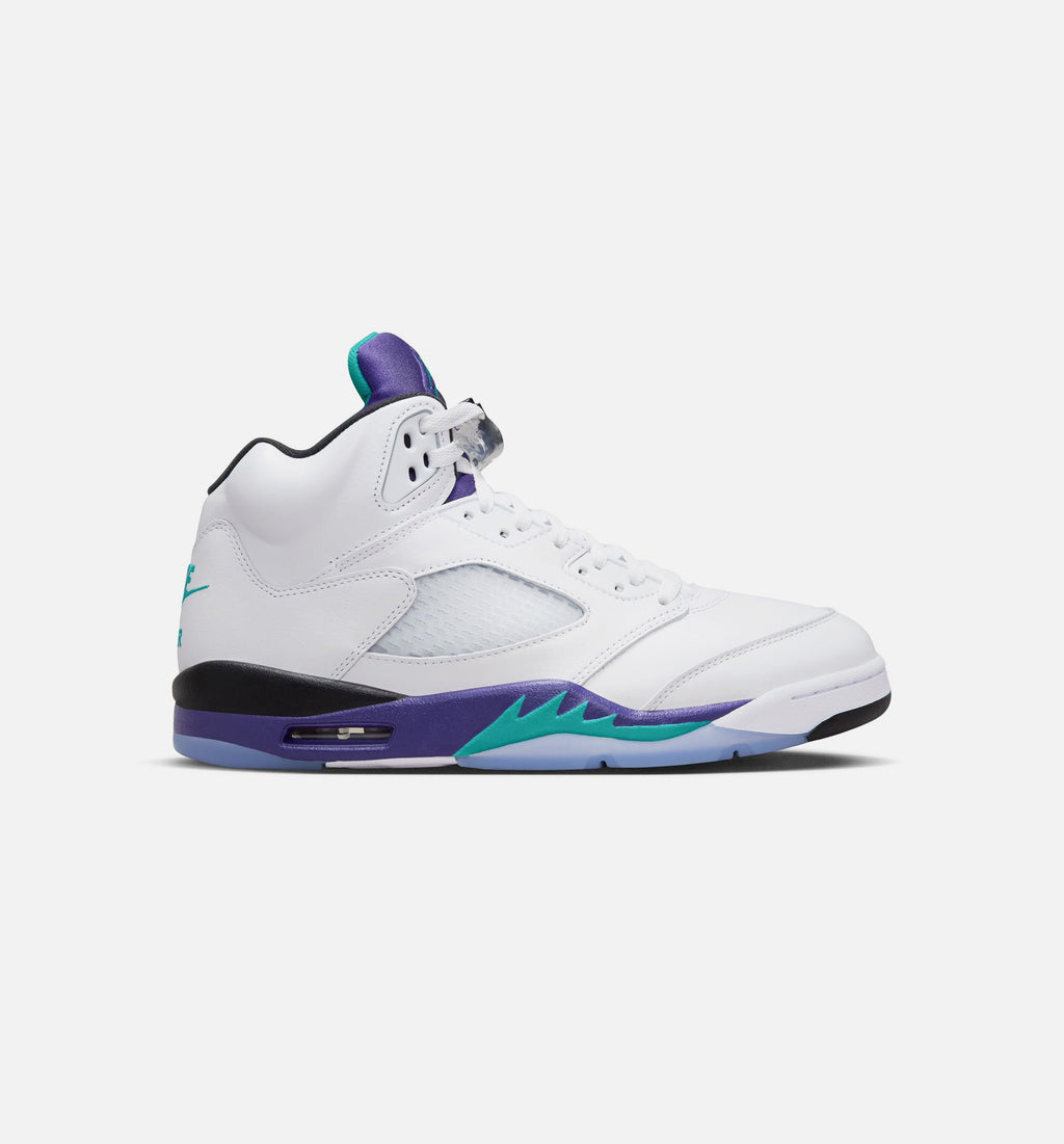 Air Jordan 5 Retro Grape 男士休闲运动鞋 - 白色/新翡翠绿/葡萄冰/黑色