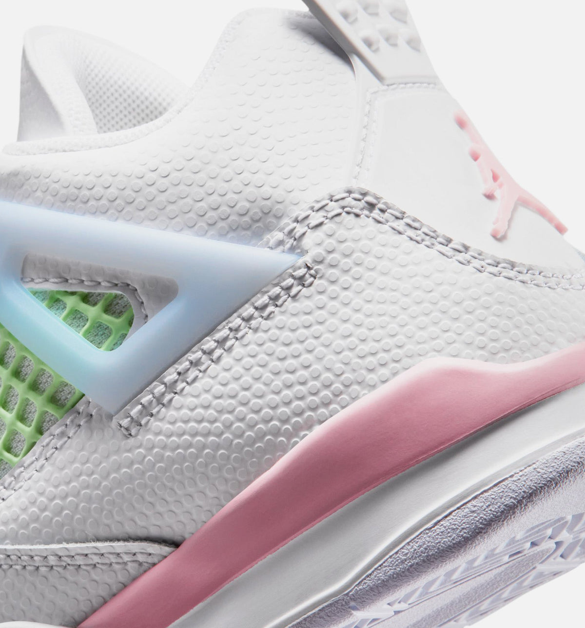 Air Jordan 4 Retro Medium Soft Pink 学龄前儿童休闲运动鞋 - 白色/柔粉/浅蓝