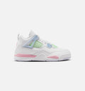 Air Jordan 4 Retro Medium Soft Pink 学龄前儿童休闲运动鞋 - 白色/柔粉/浅蓝