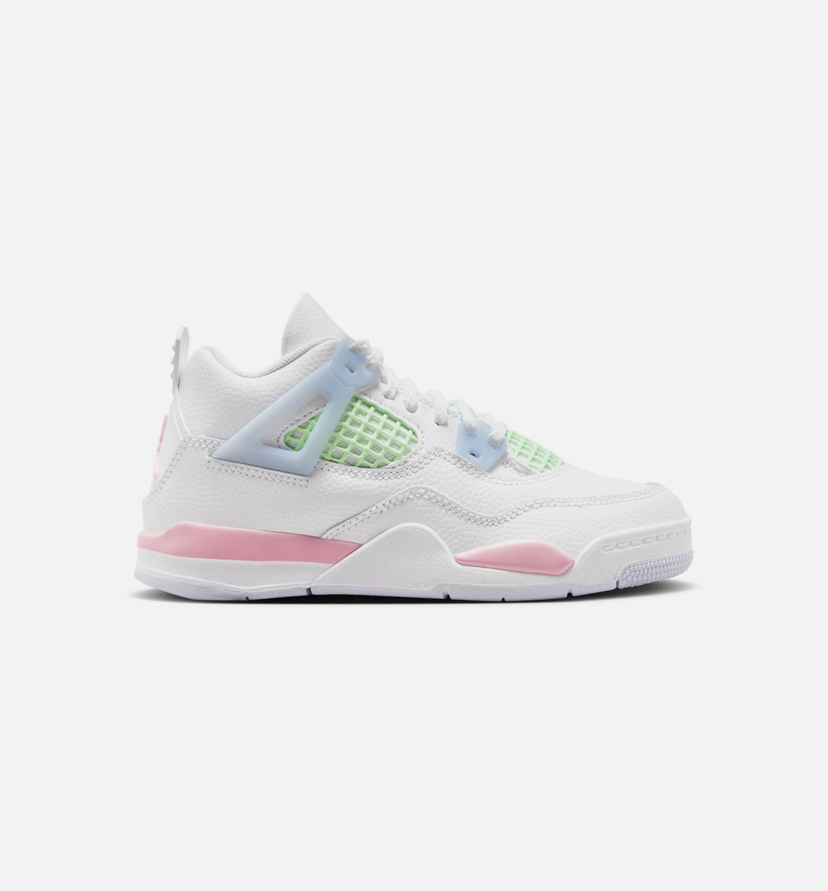 Air Jordan 4 Retro Medium Soft Pink 学龄前儿童休闲运动鞋 - 白色/柔粉/浅蓝