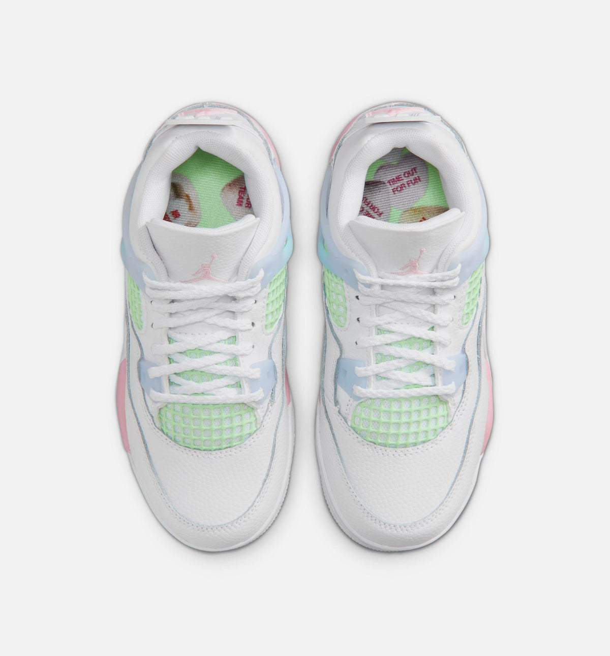 Air Jordan 4 Retro Medium Soft Pink 学龄前儿童休闲运动鞋 - 白色/柔粉/浅蓝