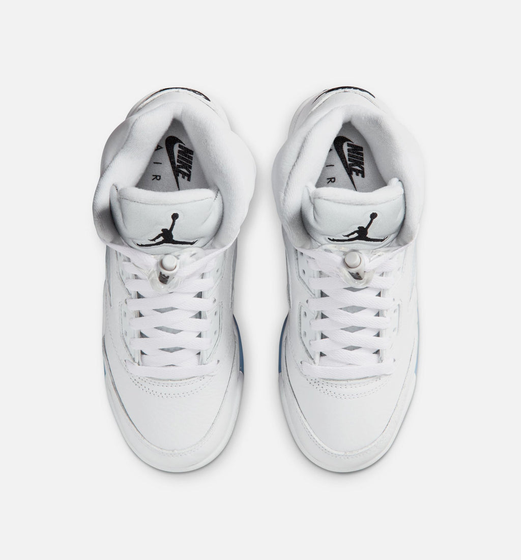 Air Jordan 5 Retro OG White Metallic 大童休闲运动鞋 - 白色/黑色/金属银