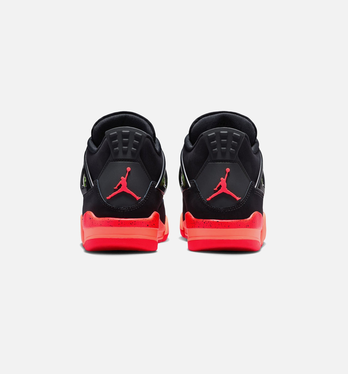 Air Jordan 4 Retro Black Infrared 23 大童休闲运动鞋 - 黑/红外红/亮芒果橙