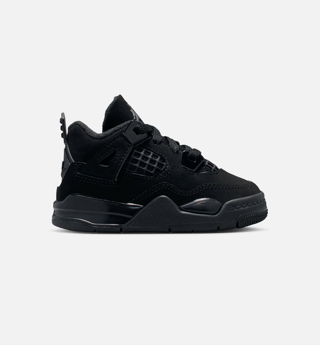 Air Jordan 4 Retro Black Cat 婴幼童休闲鞋 - 黑/淡石墨灰