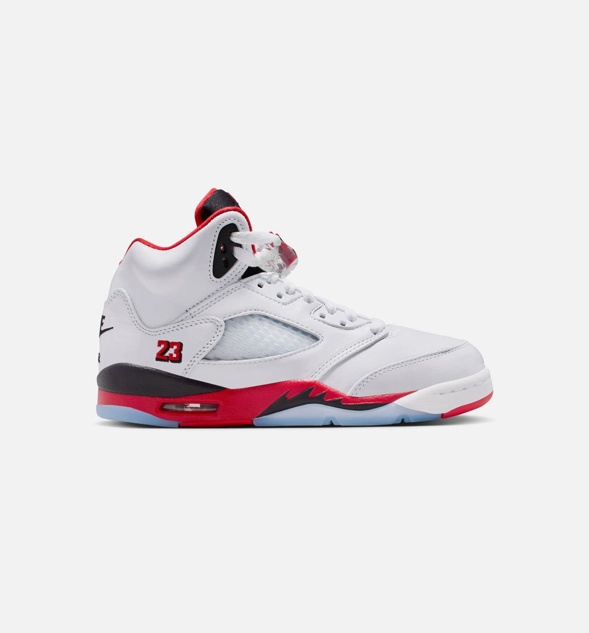 Air Jordan 5 Retro Fire Red 大童休闲运动鞋 - 白色/火焰红/黑色