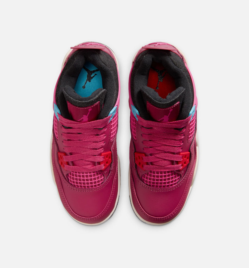 Air Jordan 4 Retro She's A Star 大童休闲运动鞋 - 甜菜红/沙漠粉/暗黑/粉笔白