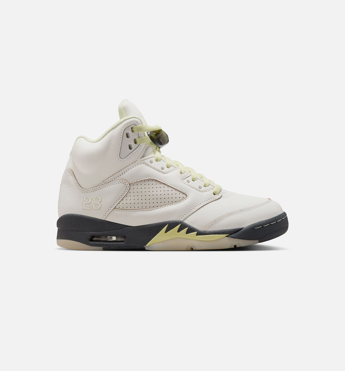 Air Jordan 5 Retro Luminous Green and Sail 女士休闲运动鞋 - 帆白色/荧光绿/炭灰色