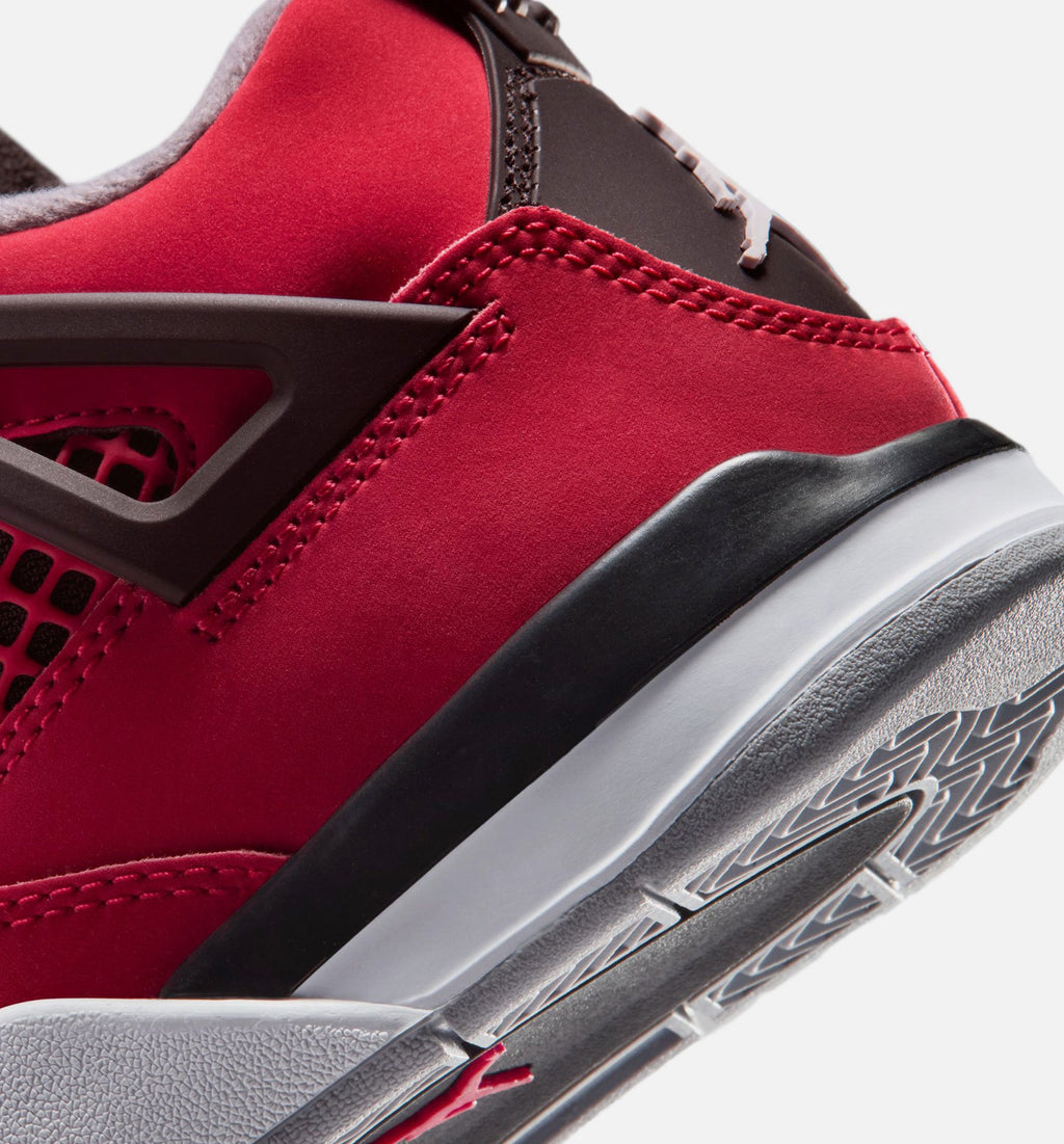 Air Jordan 4 Retro Toro Bravo 学龄前儿童休闲运动鞋 - 火焰红/白色/黑色/水泥灰