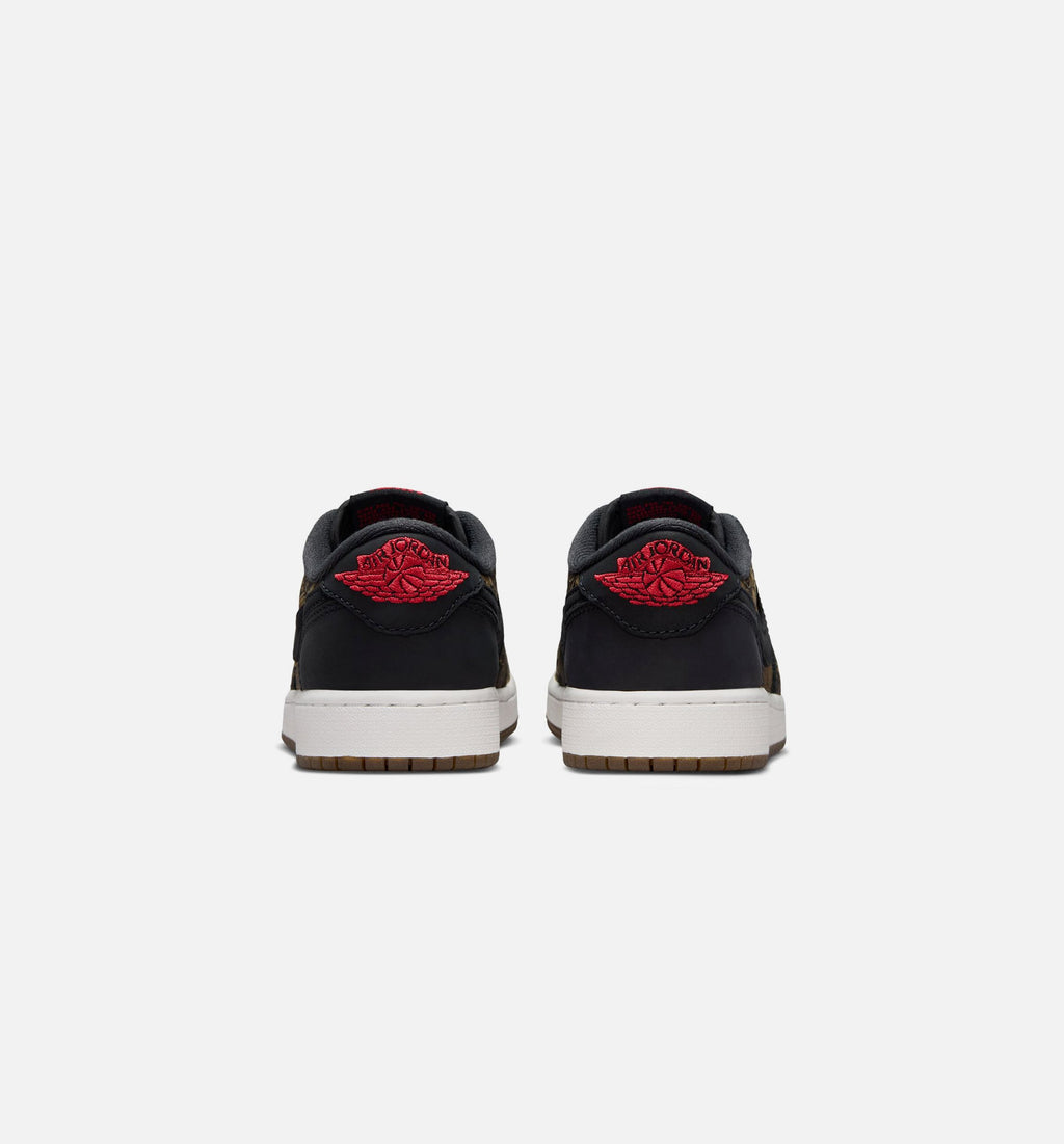 Air Jordan 1 Retro Low OG Laser 大童休闲运动鞋 - 黑/校队红/峰顶白