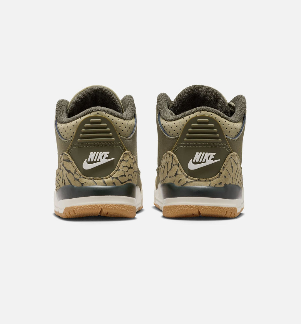 Air Jordan 3 Retro 婴幼童休闲鞋 - 中橄榄绿/红杉绿/帆白