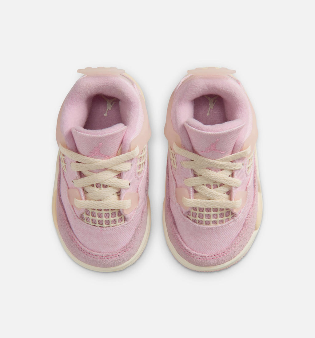 Air Jordan 4 Retro Pink Pearl And Iced Carmine 婴幼童休闲运动鞋 - 冰胭脂红/椰奶白/炭灰