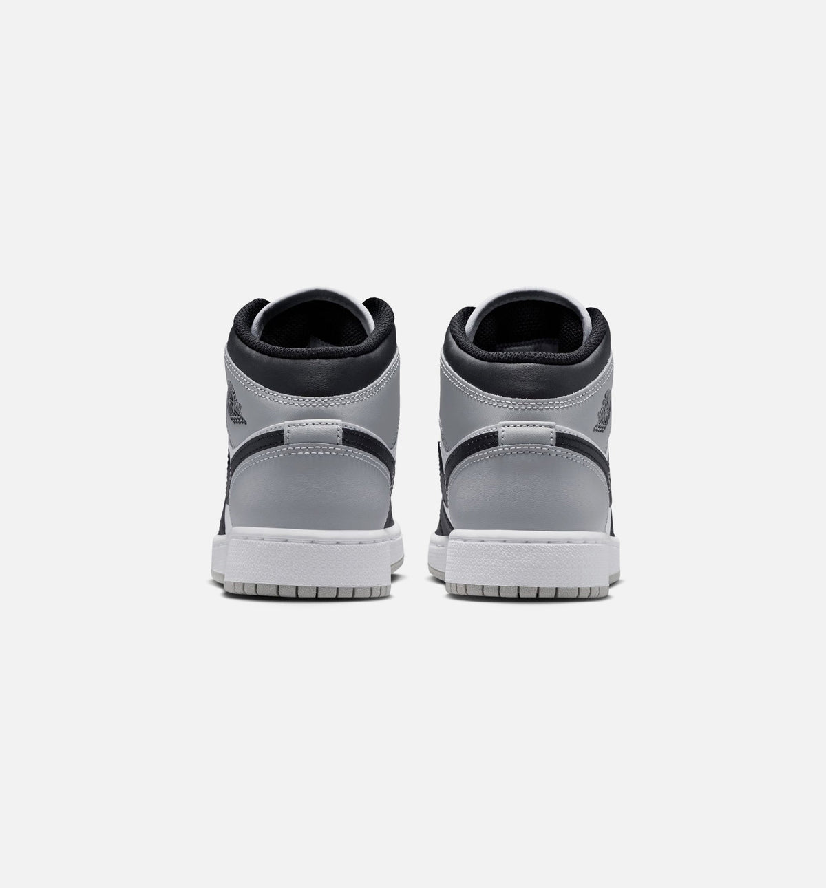 Air Jordan 1 Mid 大童休闲运动鞋 - 白/浅烟灰/黑