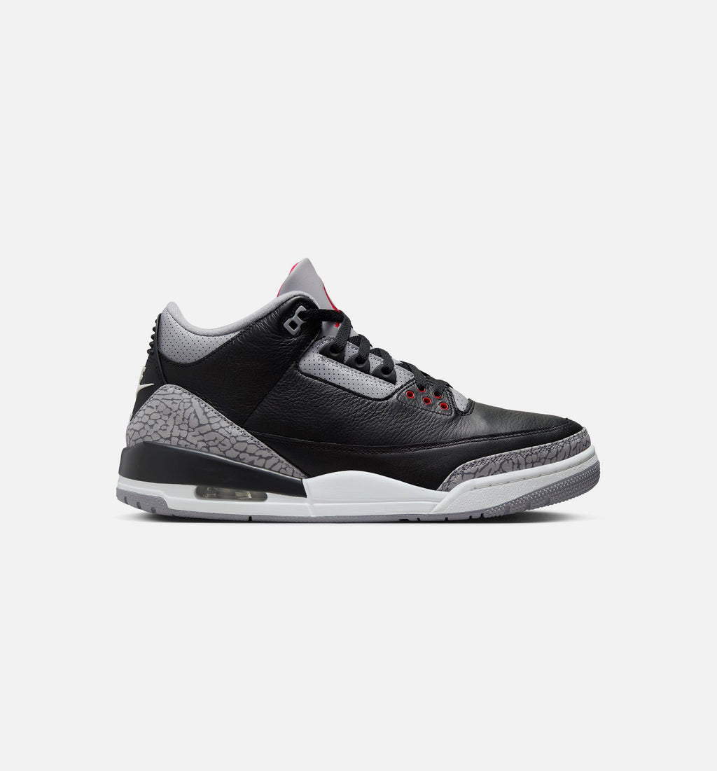 Air Jordan 3 Retro Black Cement 男士休闲运动鞋 - 黑/火焰红/水泥灰