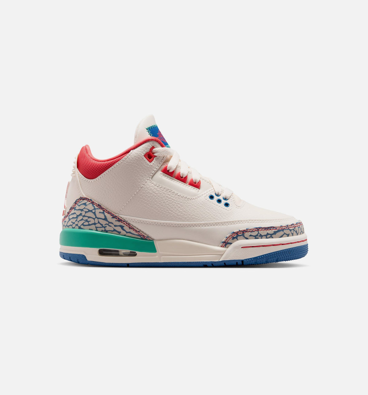 Air Jordan 3 Retro Play Your Way 大童休闲运动鞋 - 粉笔白/跑道红/真蓝/动感绿