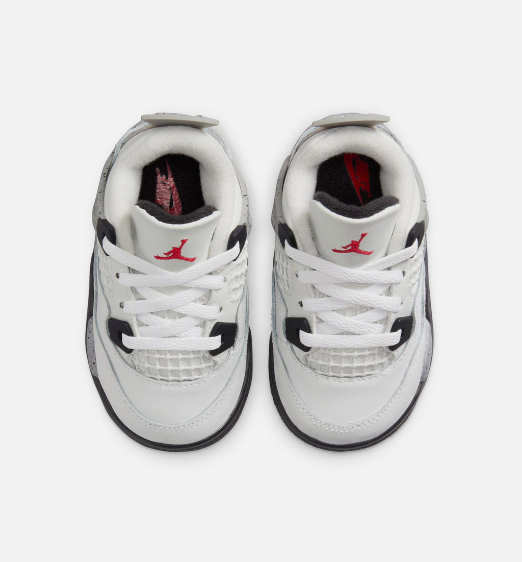 Air Jordan 4 Retro White Cement 婴幼童休闲运动鞋 - 峰会白/火焰红/水泥灰/黑色