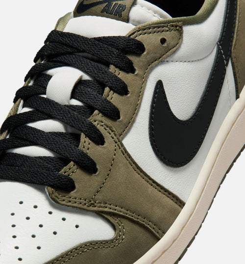 Air Jordan 1 Low OG 男士休闲运动鞋 - 中橄榄绿/黑/峰顶白/帆白